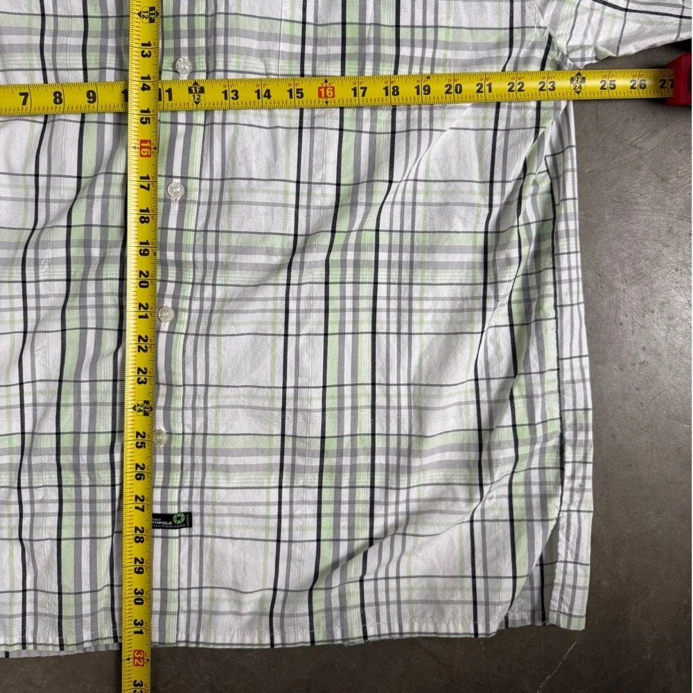 Southpole Mens XL Short Sleeve Button Down Shirt Plaid Lime Green Y2K Baggy - Picture 6 of 11
